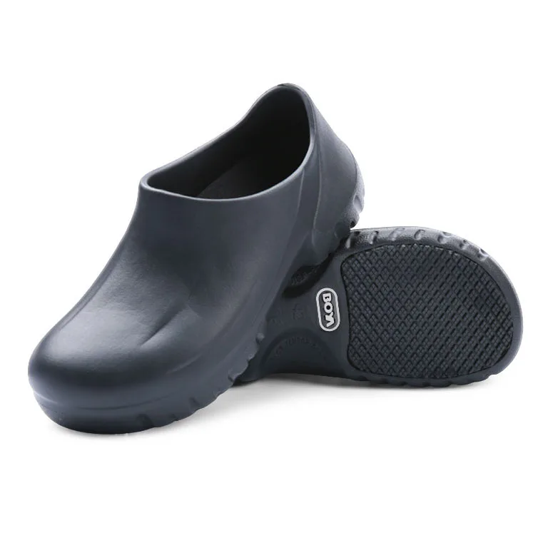 Man Chef Shoes Kitchen Cook Shoes Black Clogs Working Hospital Shoes Super Anti-skidding Oil proof Waterproof Sandals Flat