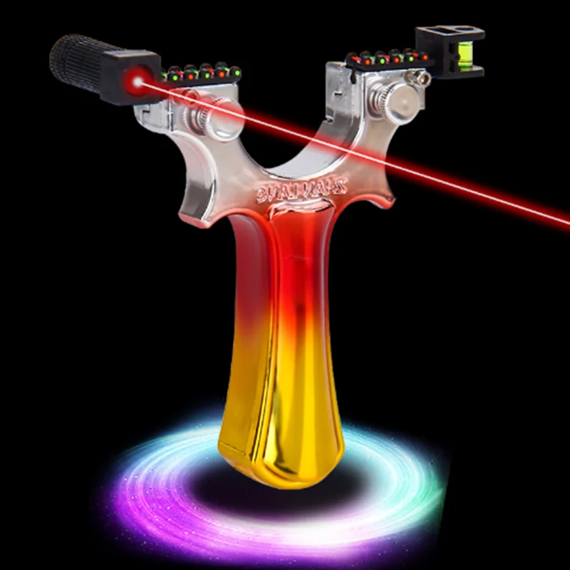 

New Style Powerful High Precision Outdoor Hunting Slingshot Laser Aiming Slingshot Using Flat Rubber Band Shooting