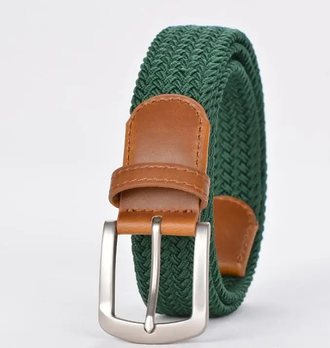 Hich-A277Grass Green Эластичный холщовый мужской и женский Универсальный Пояс Корейская версия тканого эластичного ремня с пряжкой четыре сезона диких - Цвет: Hich-A277Grass Green