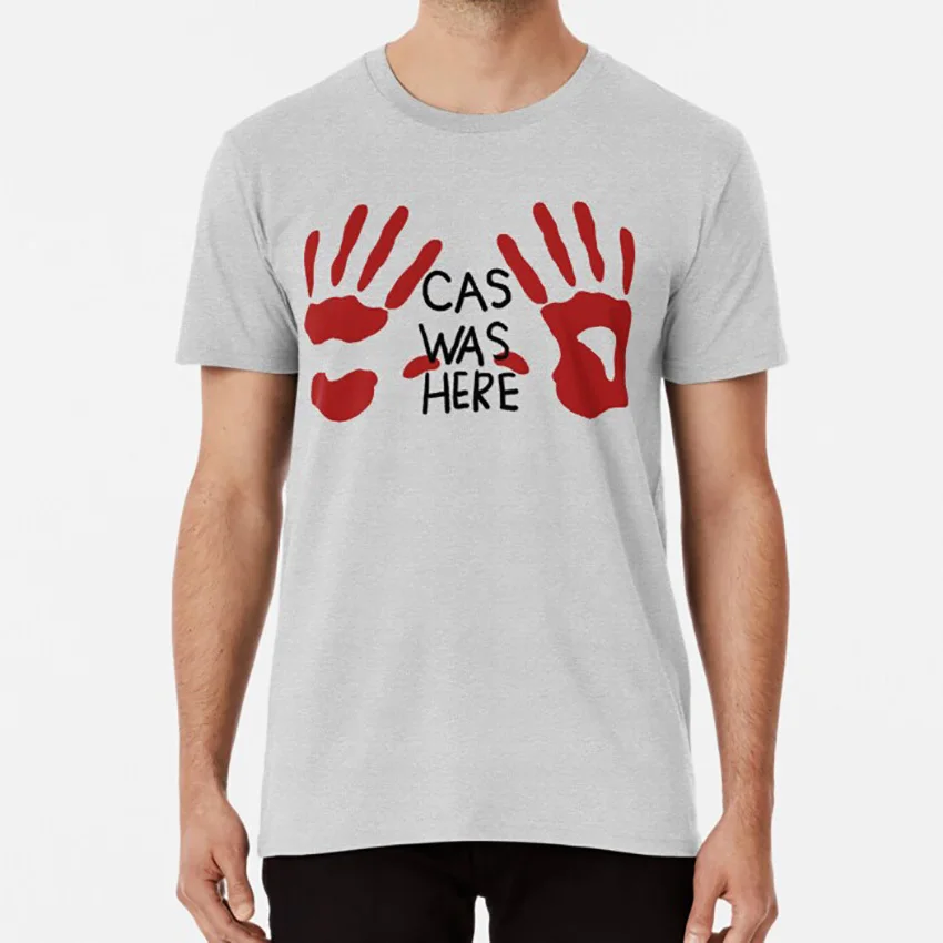 Castiel Was Here (Handsy) Футболка Supernatural Cas As Angel Handprints Handsy Dean Sam Funny | Мужская одежда