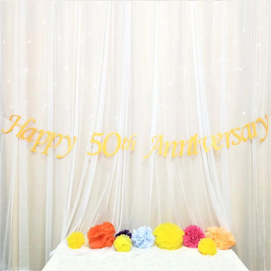 Happy 50th баннер к годовщине ура 5o "сделай сам" Бумага гирлянда из букв дня рождения, свадьбы, годовщины вечерние праздничные принадлежности
