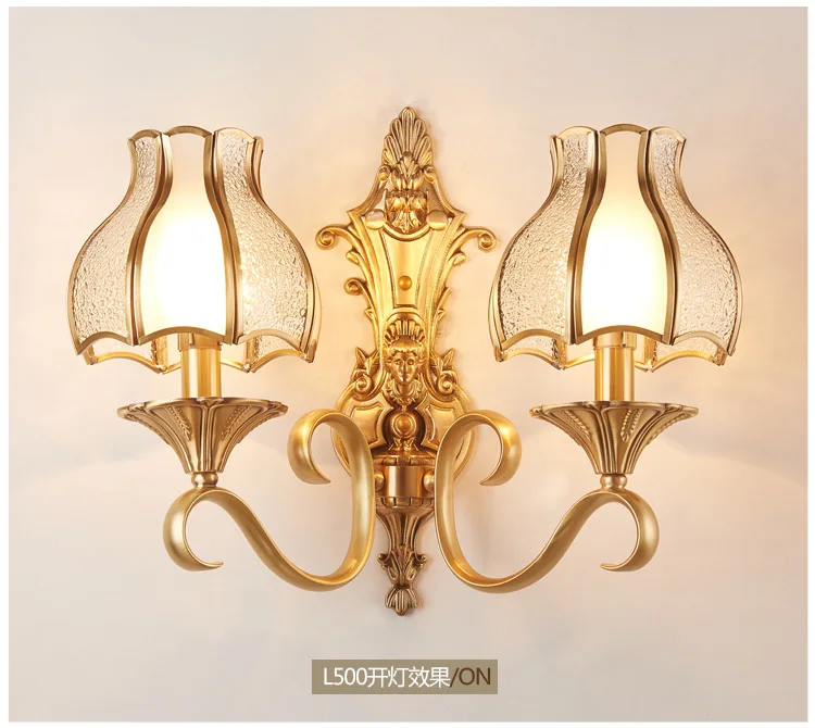 Античный медный матовый стеклянный настенный светильник абажур бра для дома