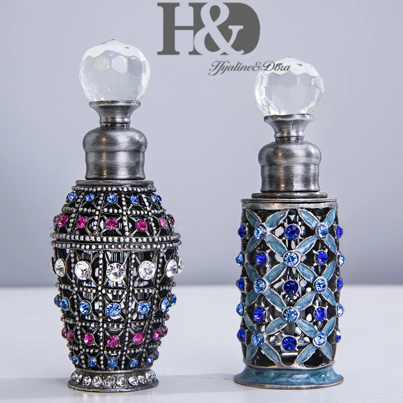 H&D, 2 стиля, викторианский стиль, стеклянный пустой многоразовый флакон для духов с кристаллами, декоративный античный контейнер для эфирного масла, подарок