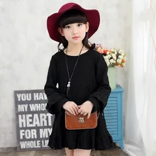 Повседневное осеннее платье для маленьких девочек кружевное Открытое платье с длинными рукавами детские платья принцессы для малышей