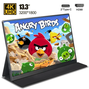 

Thin 13.3" portable monitor 4K USB type C HDMI for Huawei Samsung phone Ps4 Xbox Switch gaming monitor LED display with case