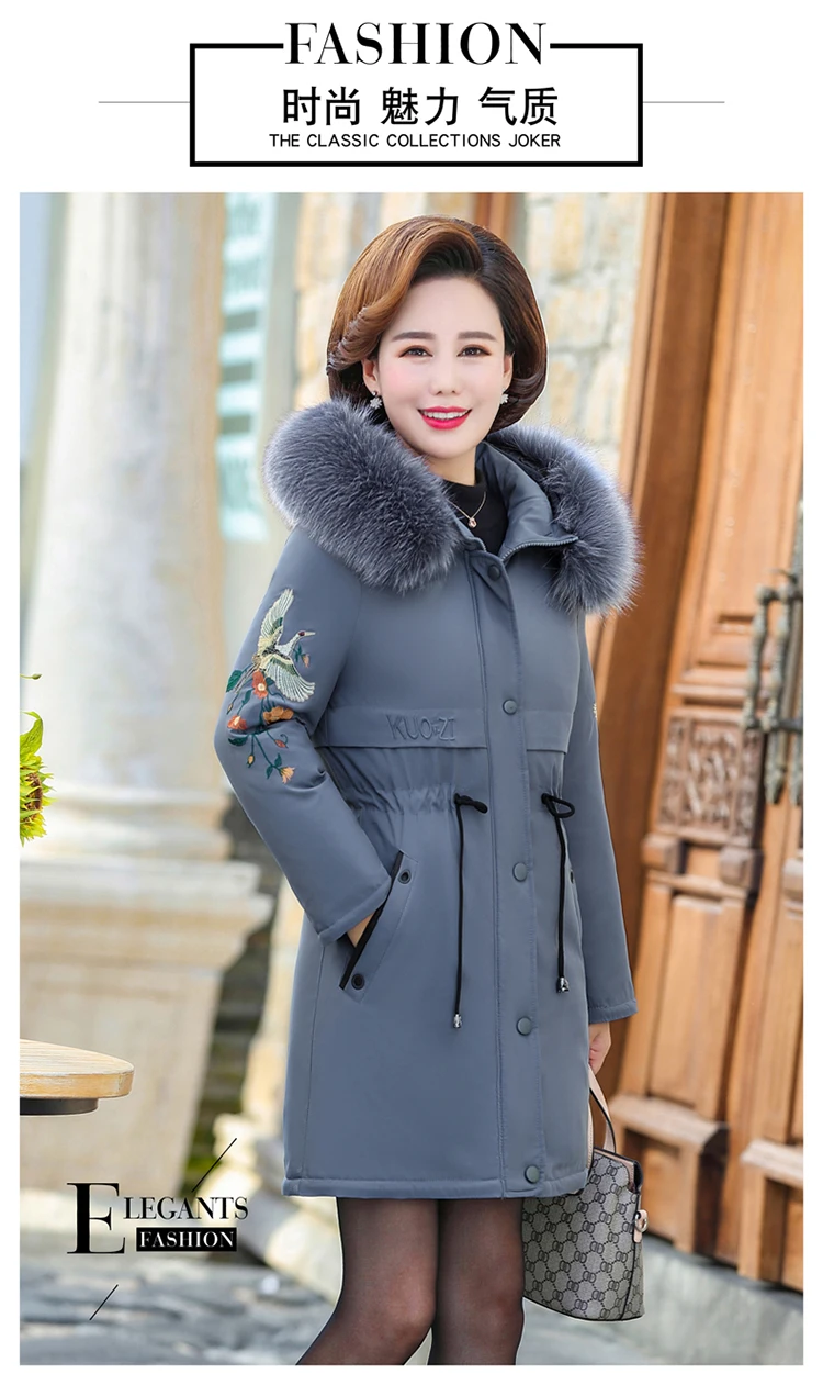 Женская зимняя куртка, новая мода, большой размер, длинная молния, шерсть, галстук, шапка, утолщение, дикая, Саморазвитие, пальто для людей средних лет