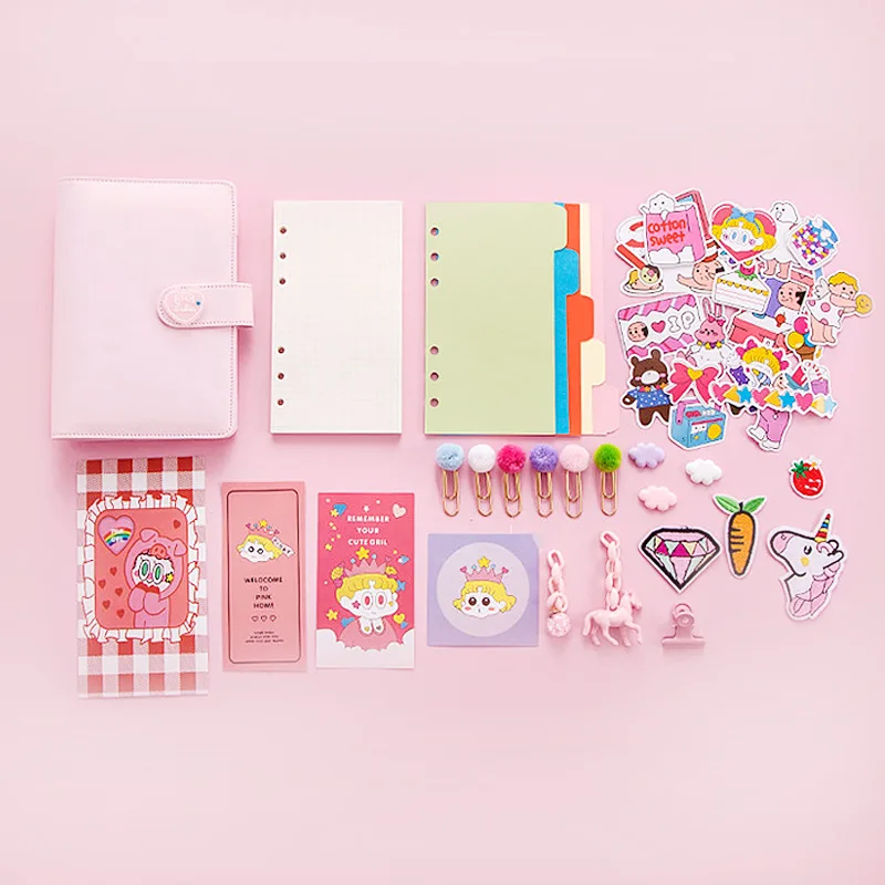 12 PCS Pink Кавайный ежедневник еженедельник ежемесячный ежедневник бумага для органайзера блокнот А6 милые наклейки Школьные повязки - Цвет: 12 PCS Pink