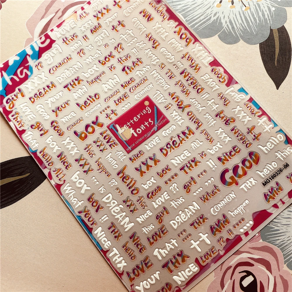 Английский алфавит буквы 3D клей на тыльную сторону наклейка для ногтей украшение