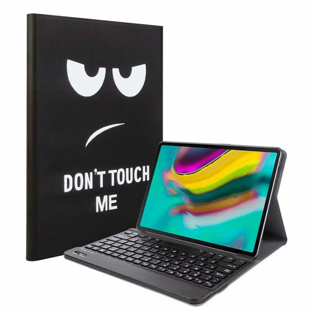Bluetooth клавиатура чехол для Samsung Galaxy Tab A 10,1 T720 T725 планшет ткань с 7 подсветкой Клавиатура с подсветкой крышка+ ручка+ пленка - Цвет: Without Light