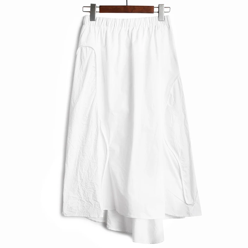 [EAM] High Elastic Waist Black Pleated Split Irregular Long Half-body Skirt Women Fashion Tide New Spring Autumn 2020 1X861