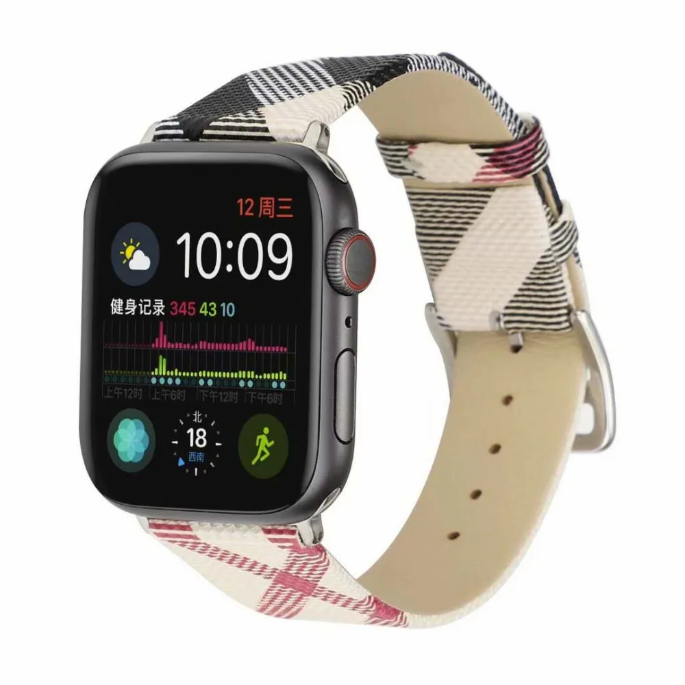 Клетчатый узор кожаный браслет ремешок для наручных часов Apple Watch, версии 4 44/40 мм для женщин/мужские часы браслет Forwatch серии, версия 1, 2, 3, ремешок 42/38 мм