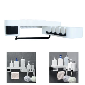 

Punch-free Plastic Bathroom Shelf Shower Shampoo Holder Storage Rack Organizer NEW