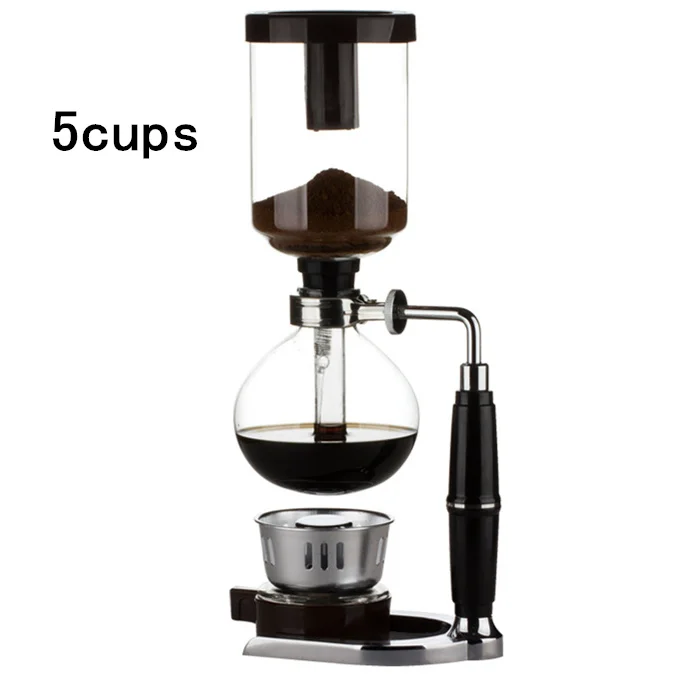 Домашний стиль, сифон, Кофеварка, чайник, сифон, вакуумная кофеварка, стеклянная кофейная машина, фильтр, 3 чашки, 5 чашек - Цвет: 5cup