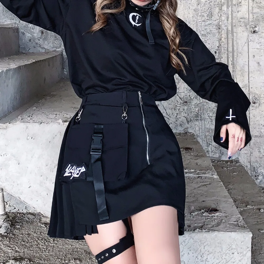 Ruibbit, новинка, женские черные, красные юбки с карманами, Япония, Harajuku, жесткая, для девушек, винтажная, в клетку, нестандартная, плиссированная, модная, мини-юбка