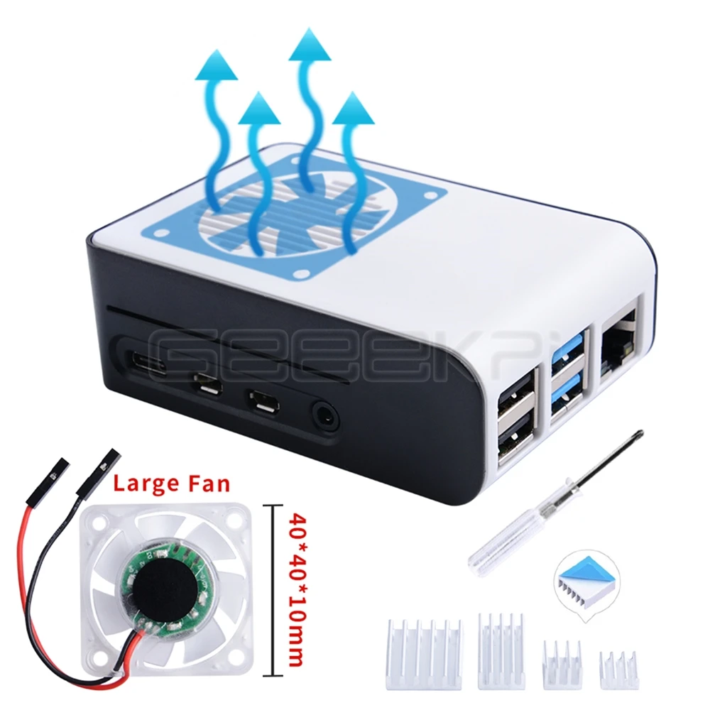GeeekPi застежка ABS Корпус Крышка для Raspberry Pi 4 Модель B, с бликами охлаждения вентиляторные радиаторы для Raspberry Pi 4B