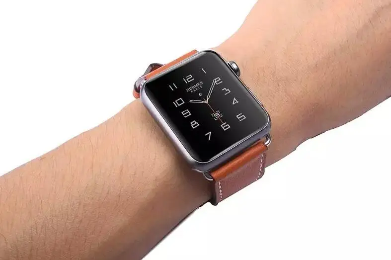 brown Кожаный ремешок Double Tour для Apple Watch 42 мм 38 мм 40 мм 44 мм ремешок для iWatch серии 5 4 3 2 1 - Цвет ремешка: brown