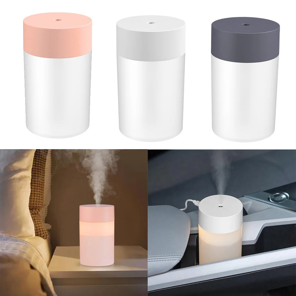 260ml/400ml/1000ml Portable Humidifier Mini Cooling Mist Humidifier with Night Light Ultra-Quiet 2 Spray Modes ( Pink White)