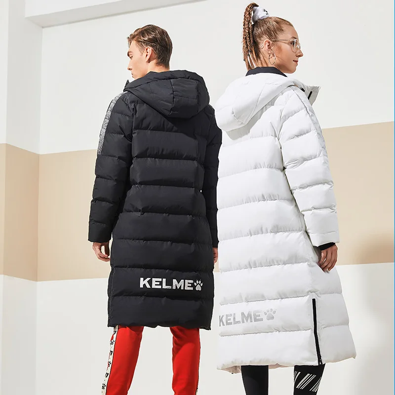 KELME, мужская зимняя куртка, для мужчин и женщин, для пары, длинная, с капюшоном, для тренировок, спортивная одежда, с хлопковой подкладкой, спортивная куртка, зимняя для мужчин 3991553