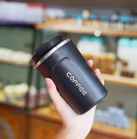 380ml/500ml simple portable stainless steel coffee thermal cup, student female male travel home office drink water mug - Цвет: 380ML black