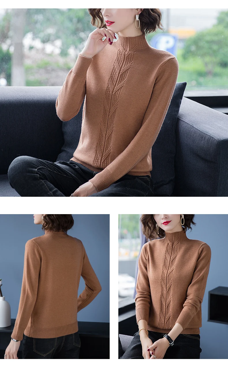 Ropa mujer Invierno, зимняя одежда, водолазка, пуловер с длинным рукавом, Женский вязаный эластичный осенний свитер, Женский пуловер