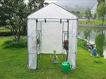 

Compact Backyard Greenhouse with Shelving 56.2*56.2*76.7in