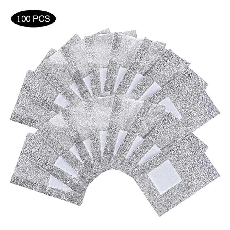 100 Pcs Nail Polish Remover Foil Wraps Nail Gel Soak Off Foils Cotton Pads Acrylic Removal Wraps WH998
