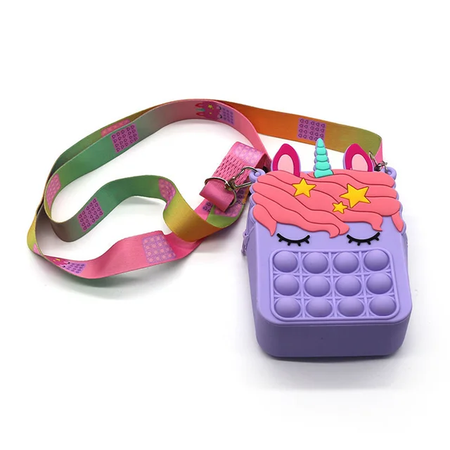 Fashion Unicorn Fidget Toys Bag Push Pop Bubbles Kawaii Wallet Bag Coin Purse Silicone Antistress Figet Sensory Toy For Girls 5
