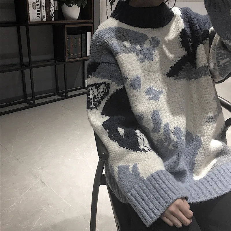 Океанlove граффити винтажные пуловеры шикарные осенние студенческие модные теплые свободные свитера зимняя одежда Женская Корейская 13266