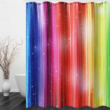 

Window Cover Home Decoration With Hook Polyester Printed Colorful Rainbow Waterproof Hotel Shower Curtain Indoor For Bathroom