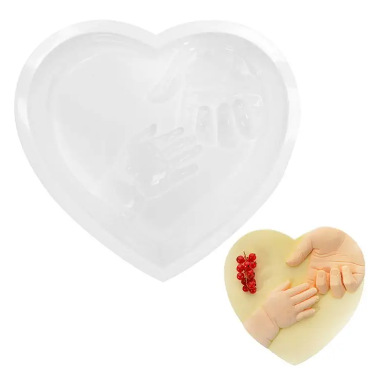 

Hand in Hand Heart Silicone Cake Mold Love 3D Cupcake Jelly Pudding Cookie Mold