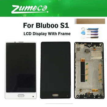 

With Frame For Bluboo S1 LCD Display Screen+Touch Screen Digitizer Assembly Black White Color With Tools tape