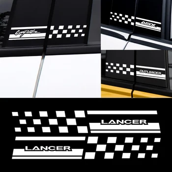 

Car 2pcs Body Window Vinyl Reflective Decal B Pillars Stickers for Mitsubishi ASX Lancer Pajero Outlander L200 EVO Ralliart