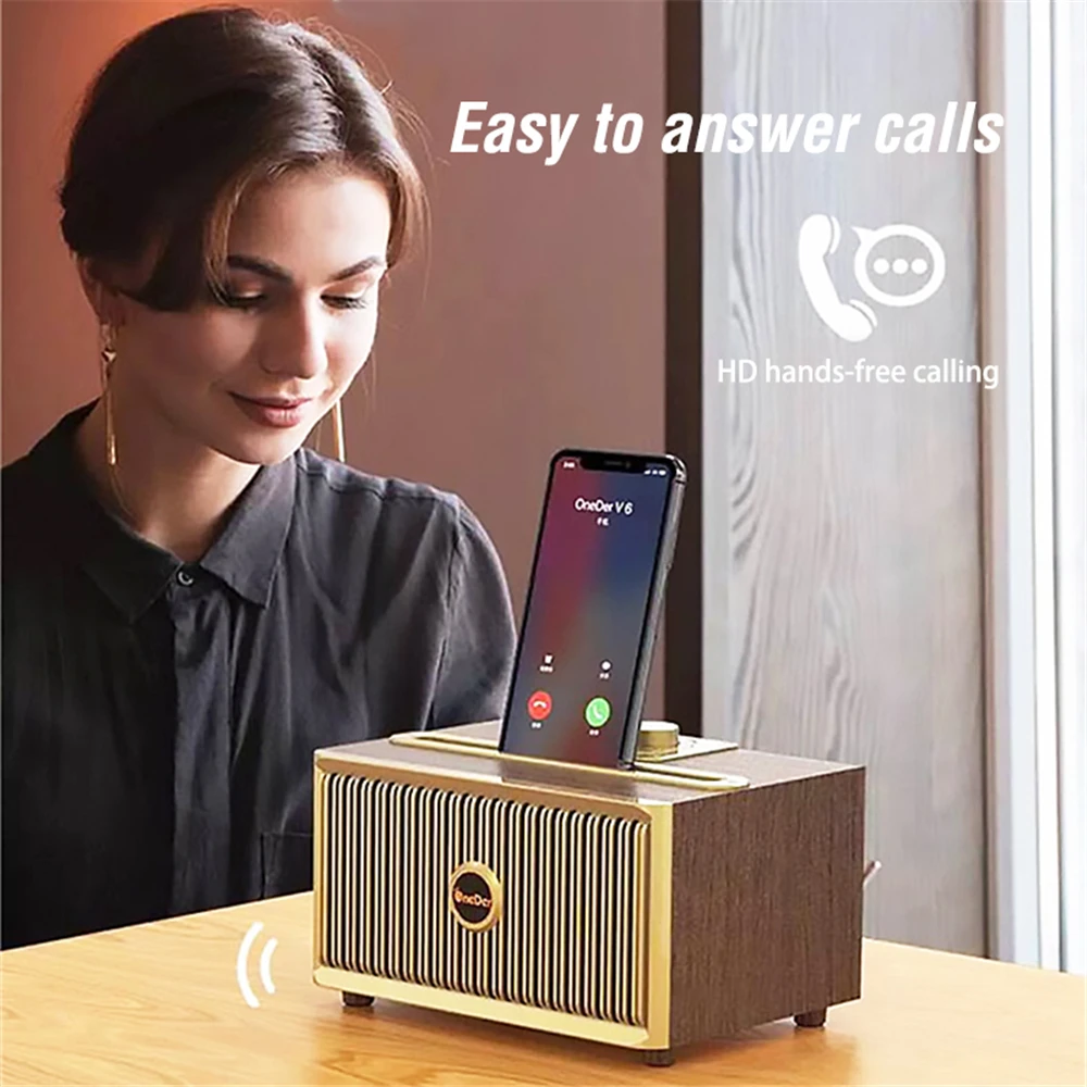 OneDer V6 Ретро Радио Портативный Bluetooth мини динамик с fm-радио водонепроницаемый сабвуфер беспроводной громкий динамик s& держатель телефона