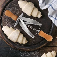 Rolling-Cutter Knife Dough Bread-Wheel Wooden-Handle Croissant Baking Stainless-Steel