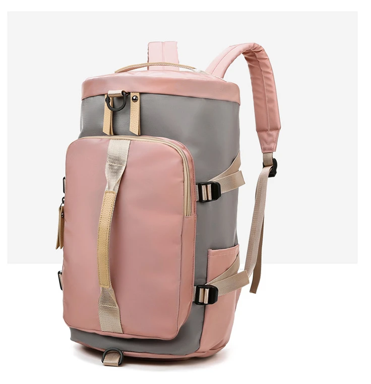 Контрастный цвет, Спортивная дорожная сумка для спортзала, большая емкость, сухая влажная разделительная многофункциональная сумка для путешествий с отделением для обуви - Цвет: Розовый