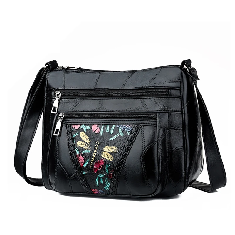 Модная женская сумка-мессенджер из овечьей кожи с принтом стрекозы, повседневная квадратная сумка, женские вечерние сумки через плечо