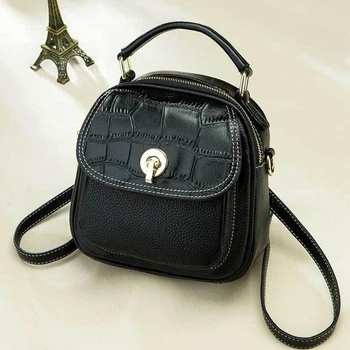 

YILUNXI Womem mini backpack Genuine Leather backpack First layer cowhide small bag Fashion portable bag