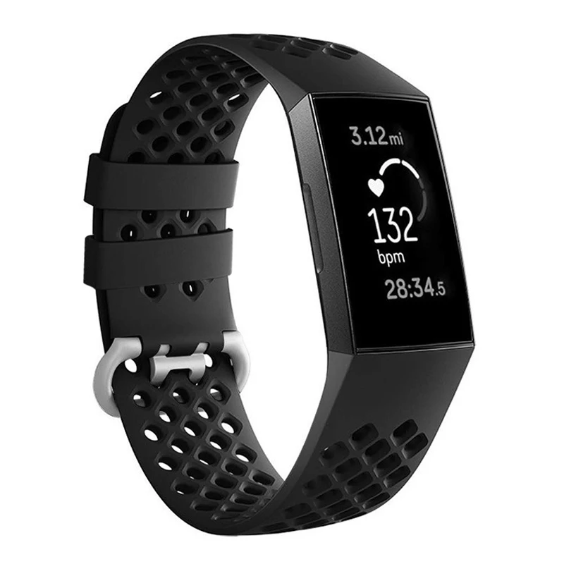 YHNUJM спортивный дышащий Силикон Браслет ремешок для Fitbit Charge 3 Смарт-часы