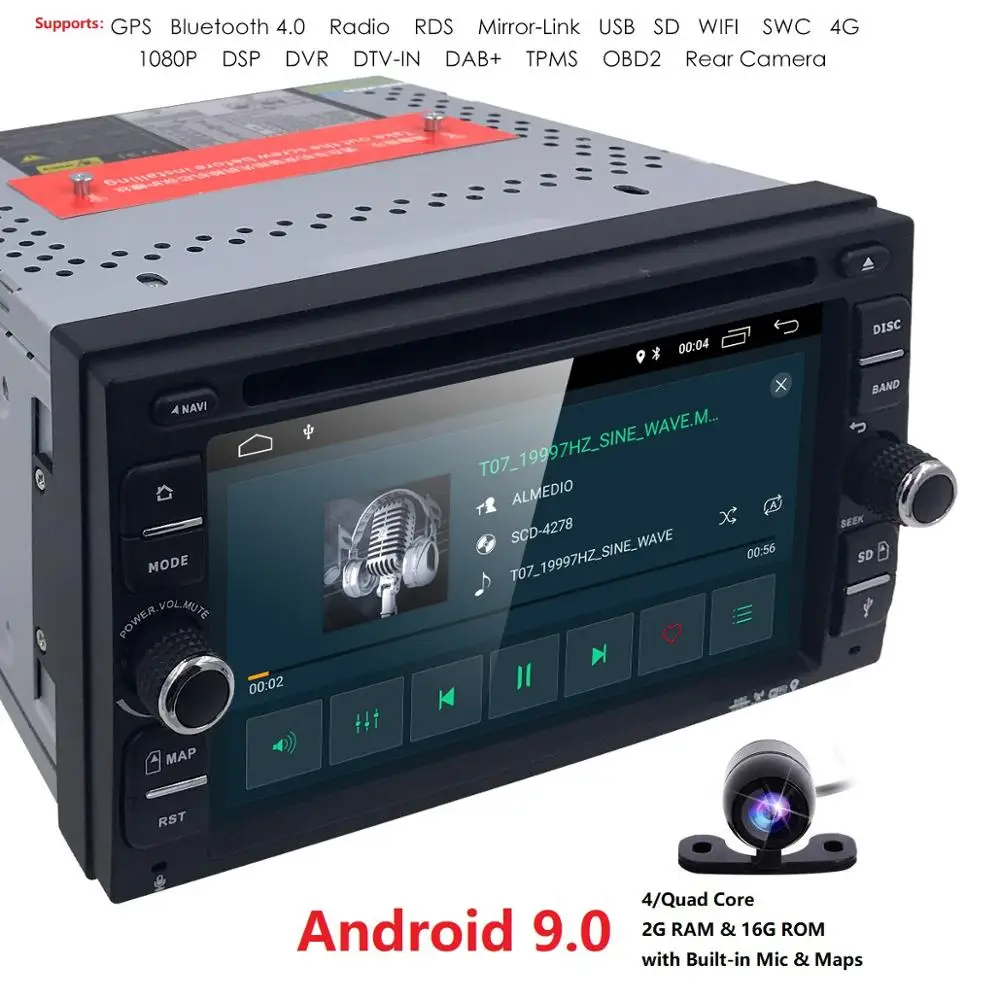 Best Hizpo 6.2 inch Android 8.1 Car Auto Radio DVD Player For Universal Radio Nissan Navgation WiFi Subwoofer 2GB RAM+16GB ROM DTV-IN 5