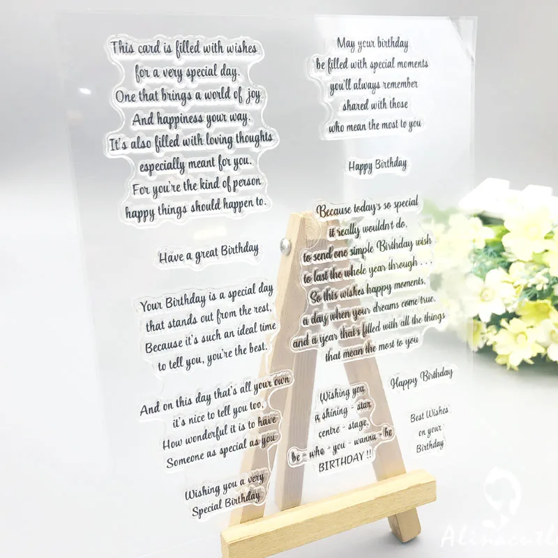 Alinacutle CLEAR STAMPS Birthday Sentiment Scrapbooking Card Album Paper Craft Rubber Roller Transparent Silicon Clear Stamp Clear Stamps Clear Rubber Stamps