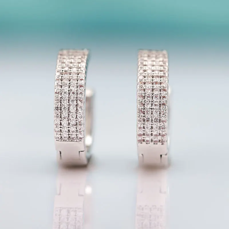 silver MAIKALE, новинка, четыре слоя, кубический цирконий, серьги-кольца для женщин, хорошее ювелирное изделие, розовое золото, серьги для свадьбы, вечеринки, изысканное ювелирное изделие - Окраска металла: silver