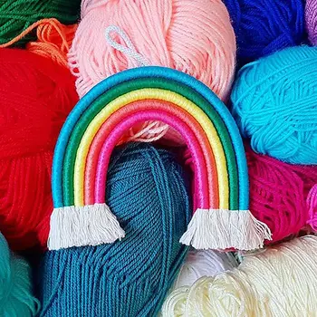 

Nordic Rainbow Weaving Ornament Handmade Home Decoration Fresh Simple Kid Wall Charms Hanging Ornaments Accessories