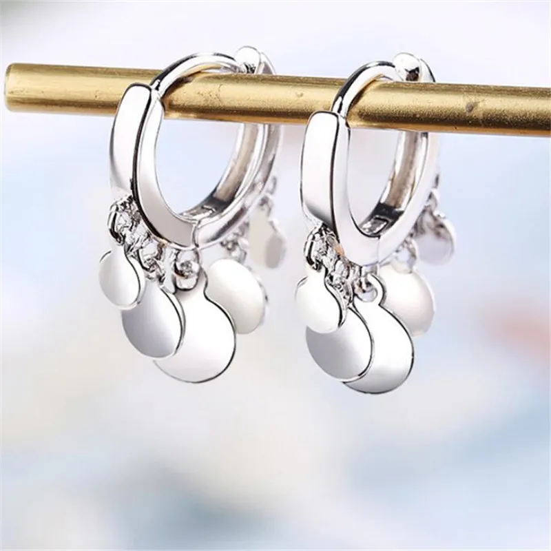 

925 Sterling Silver Tassel Round Stud Earrings For Women Engagement Wedding Birthday Gift Jewelry Brincos eh1176