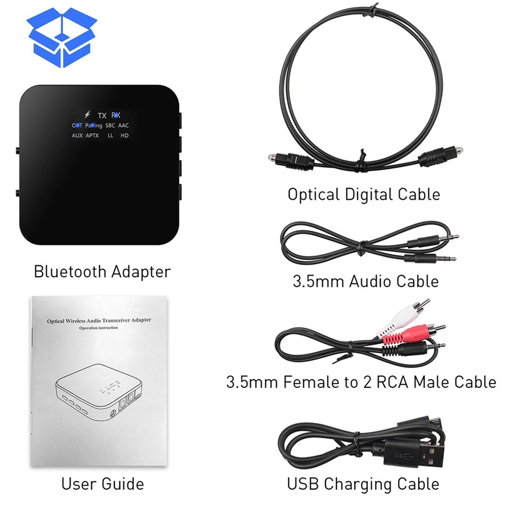 iMice Bluetooth 5.0 Transmitter Receiver Speaker TV MP3 CSR8675 3.5mm AUX Optical Port HD Music Audio Adapter