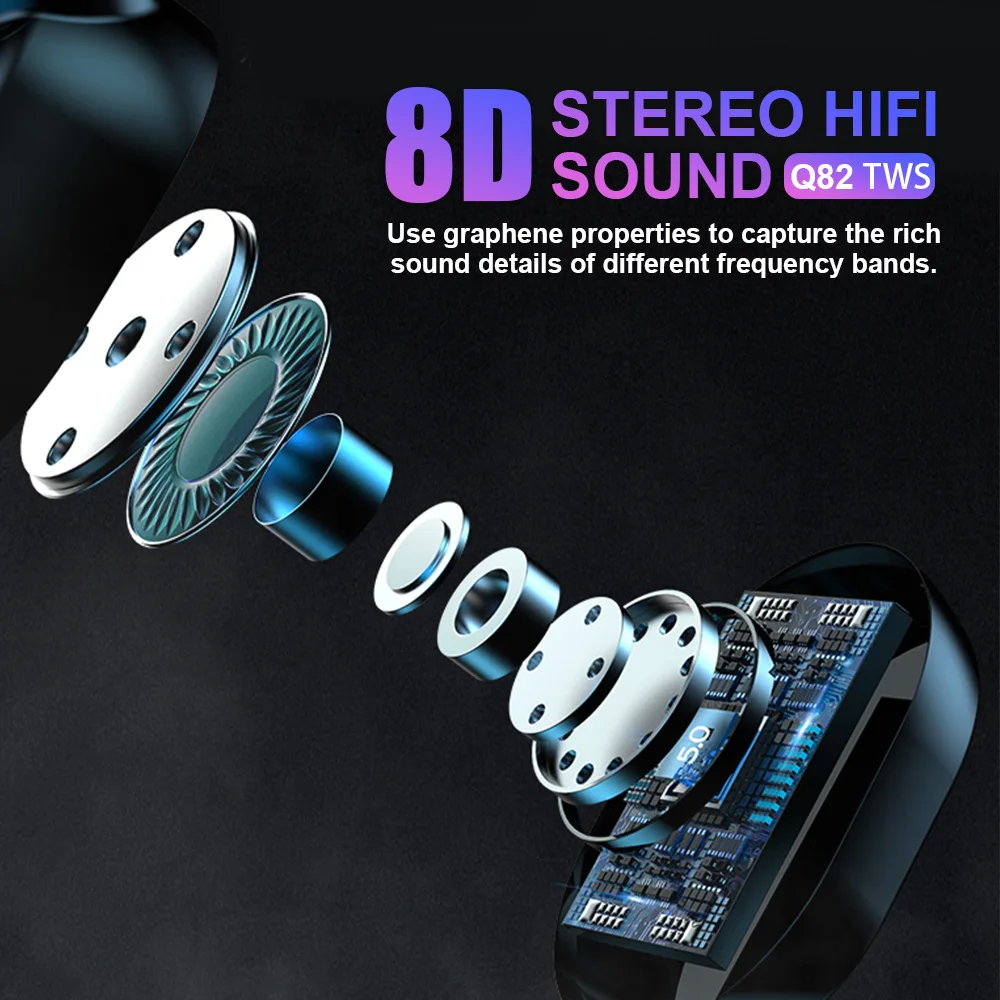 Новинка HBQ Q32 TWS Bluetooth наушники 9D HIFI светодиодный цифровой наушники Handsfree наушники спортивные наушники power Bank
