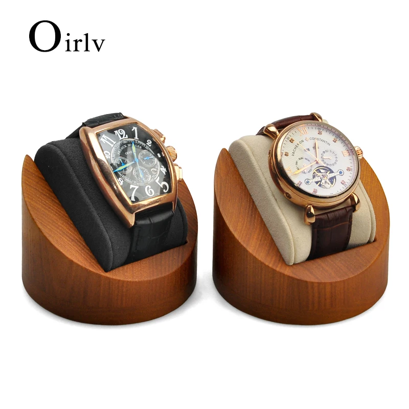Oirlv Wooden Watch Display Stand with Microfiber Jewelry Display Rack Bracelet Bangle Storage Box Flip Box Jewelry watch storage box