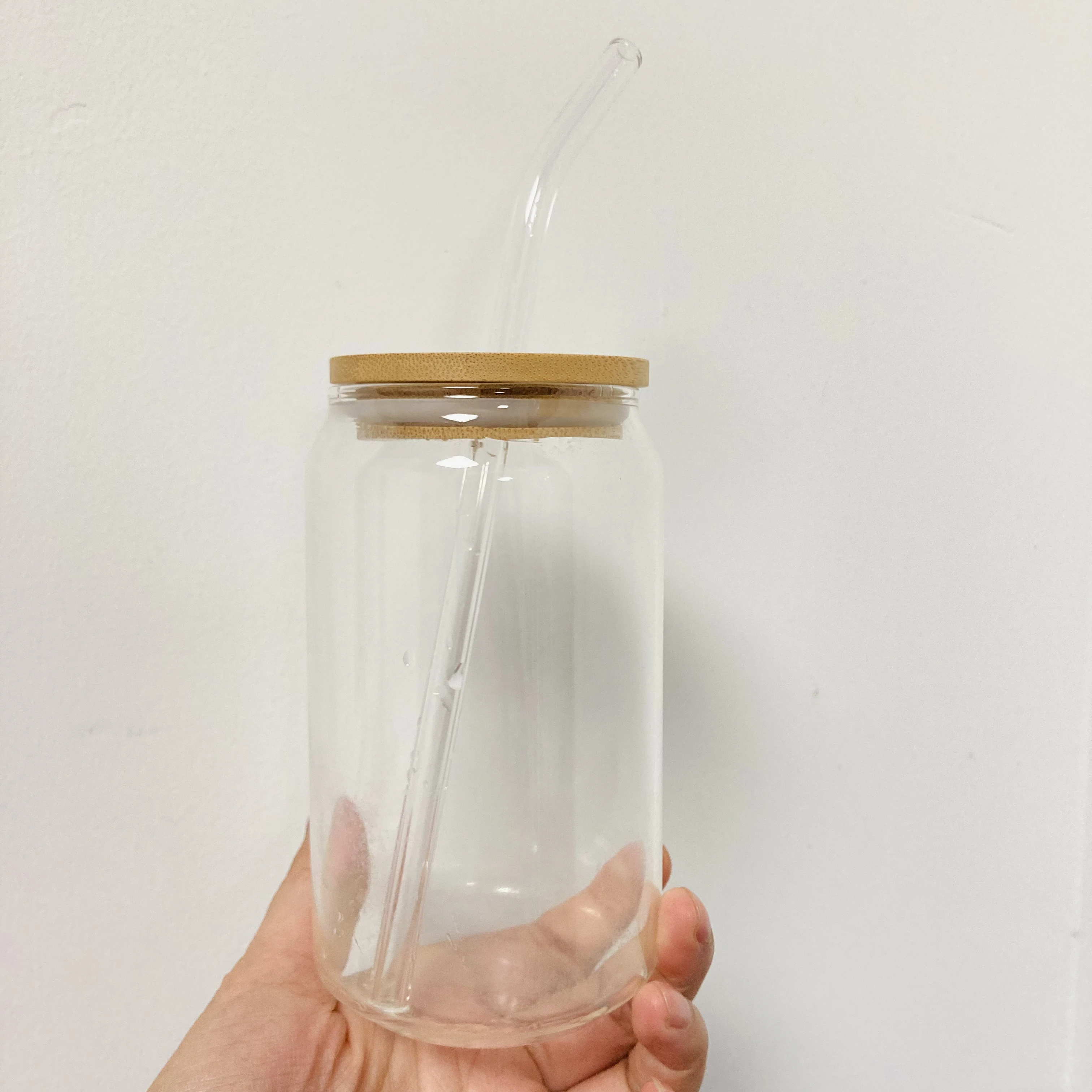Vaso con forma de lata de cerveza, vaso de café transparente resistente al calor con de bambú y pajita vidrio, 400ml, 550ml, 1 ud.|Otros vasos| - AliExpress