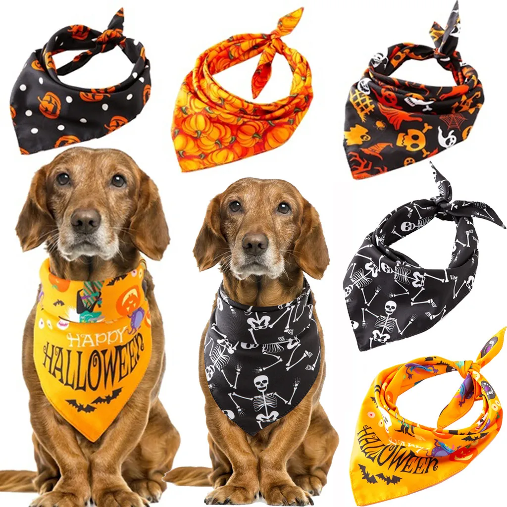 Holiday Dog Bandanas, Halloween Thanksgivng Christmas Bandana Scarf