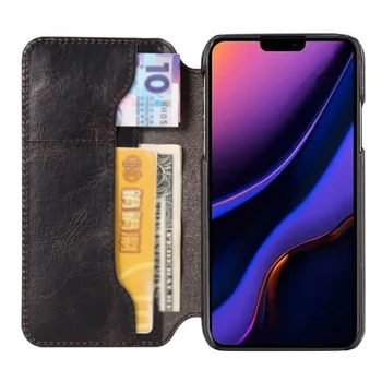 

Leather Phone Case Oil Wax Mobile Phone Shell Retro Wallet Case Flip Phone Cover For Iphone 11 Pro Max Business Style