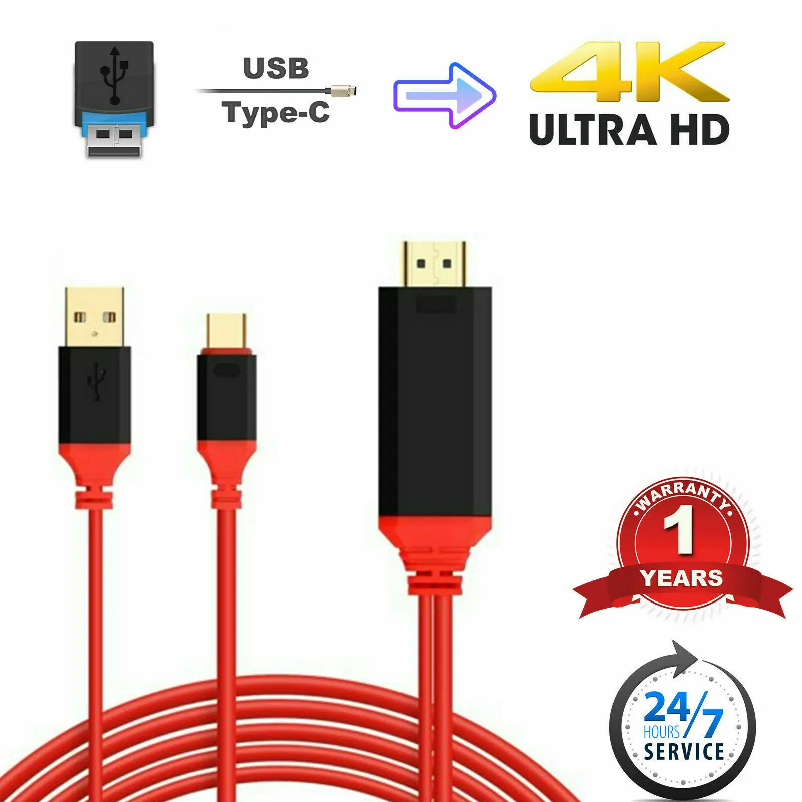USB 3,1 type C к HDMI 2 м Кабель-адаптер конвертер Ultra HD 1080P 4k зарядка HDTV видео кабель для samsung Galaxy S9/S8/Note 9